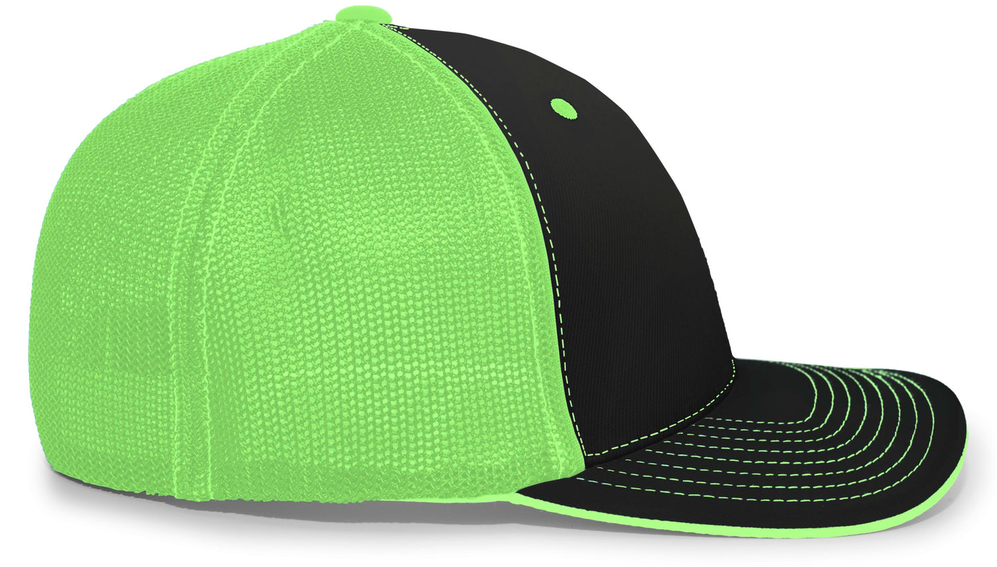 Pacific Headwear Trucker PacFlex Cap - Black/Neon Green/Black
