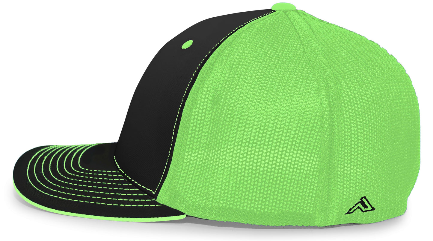 Pacific Headwear Trucker PacFlex Cap - Black/Neon Green/Black