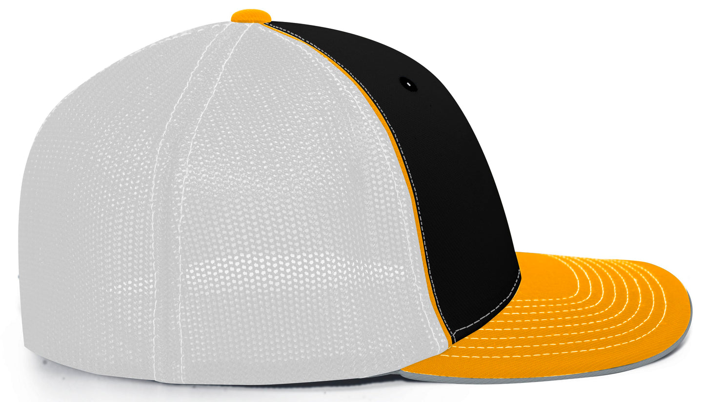 Pacific Headwear Trucker PacFlex Cap - Black/White/Gold