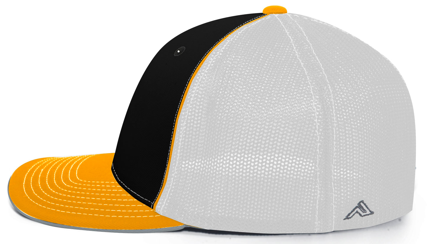 Pacific Headwear Trucker PacFlex Cap - Black/White/Gold