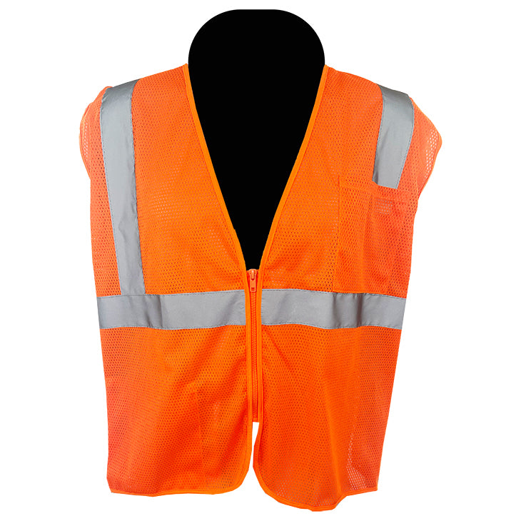 C2V Type R Class 2 Economy Mesh Safety Vest with Zipper - Orange