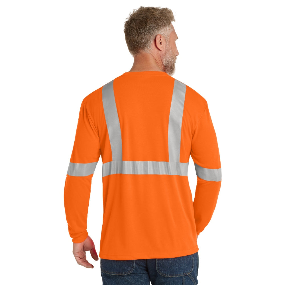 CornerStone® ANSI 107 Class 2 Long Sleeve Safety T-Shirt- Safety Orange/Reflective