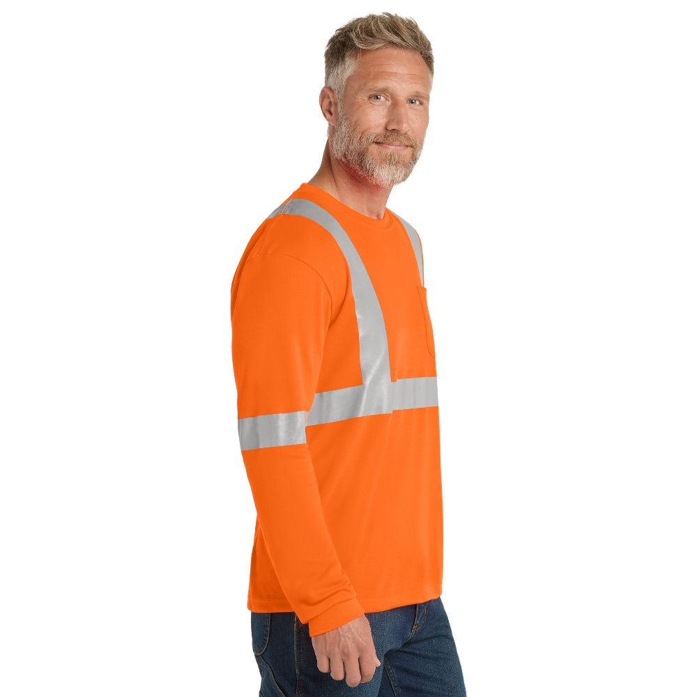 CornerStone® ANSI 107 Class 2 Long Sleeve Safety T-Shirt- Safety Orange/Reflective