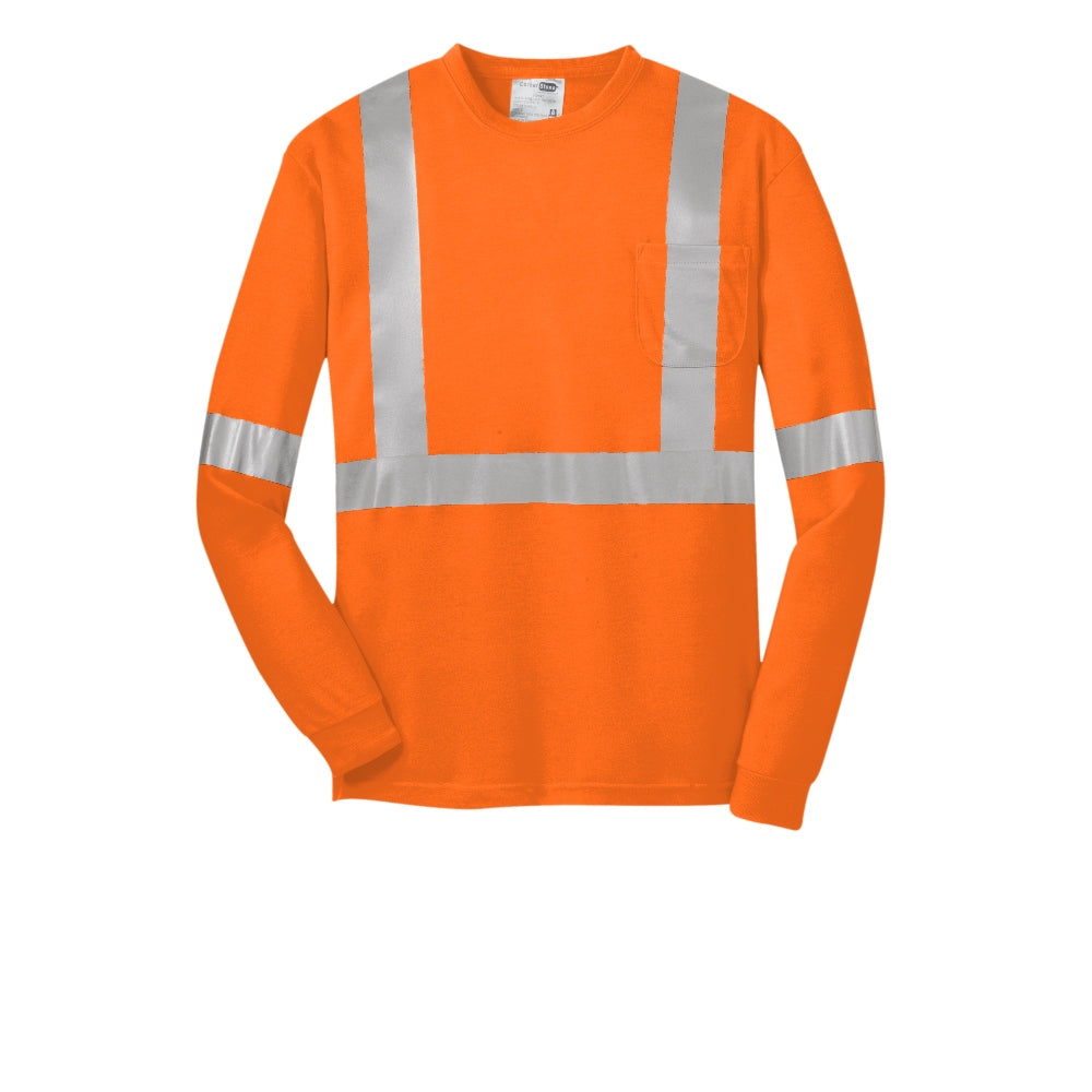 CornerStone® ANSI 107 Class 2 Long Sleeve Safety T-Shirt- Safety Orange/Reflective