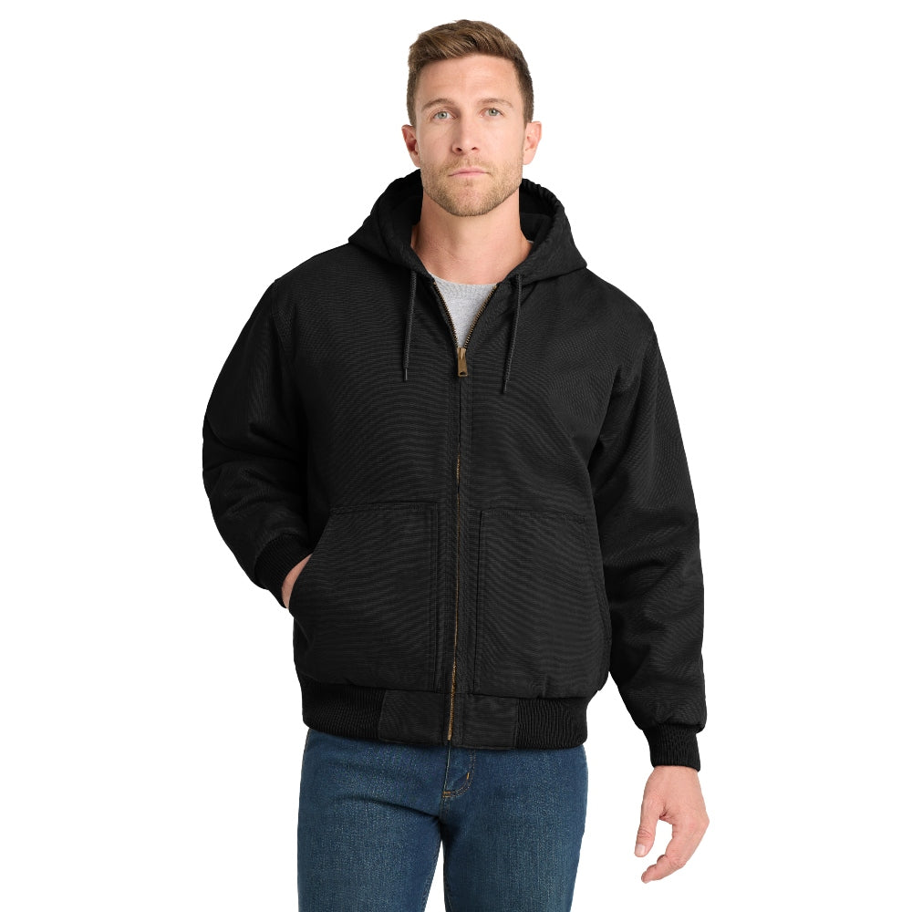 CornerStone® Washed Duck Cloth Insulated Hooded Work Jacket - Black