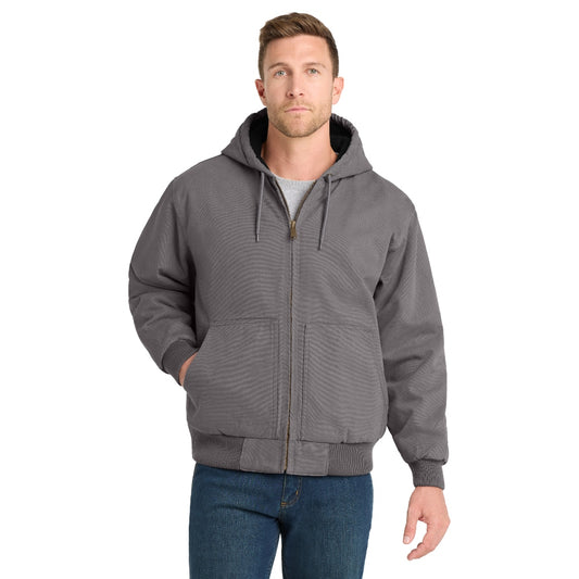 CornerStone® Washed Duck Cloth Insulated Hooded Work Jacket - Metal Grey
