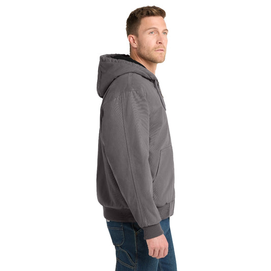 CornerStone® Washed Duck Cloth Insulated Hooded Work Jacket - Metal Grey