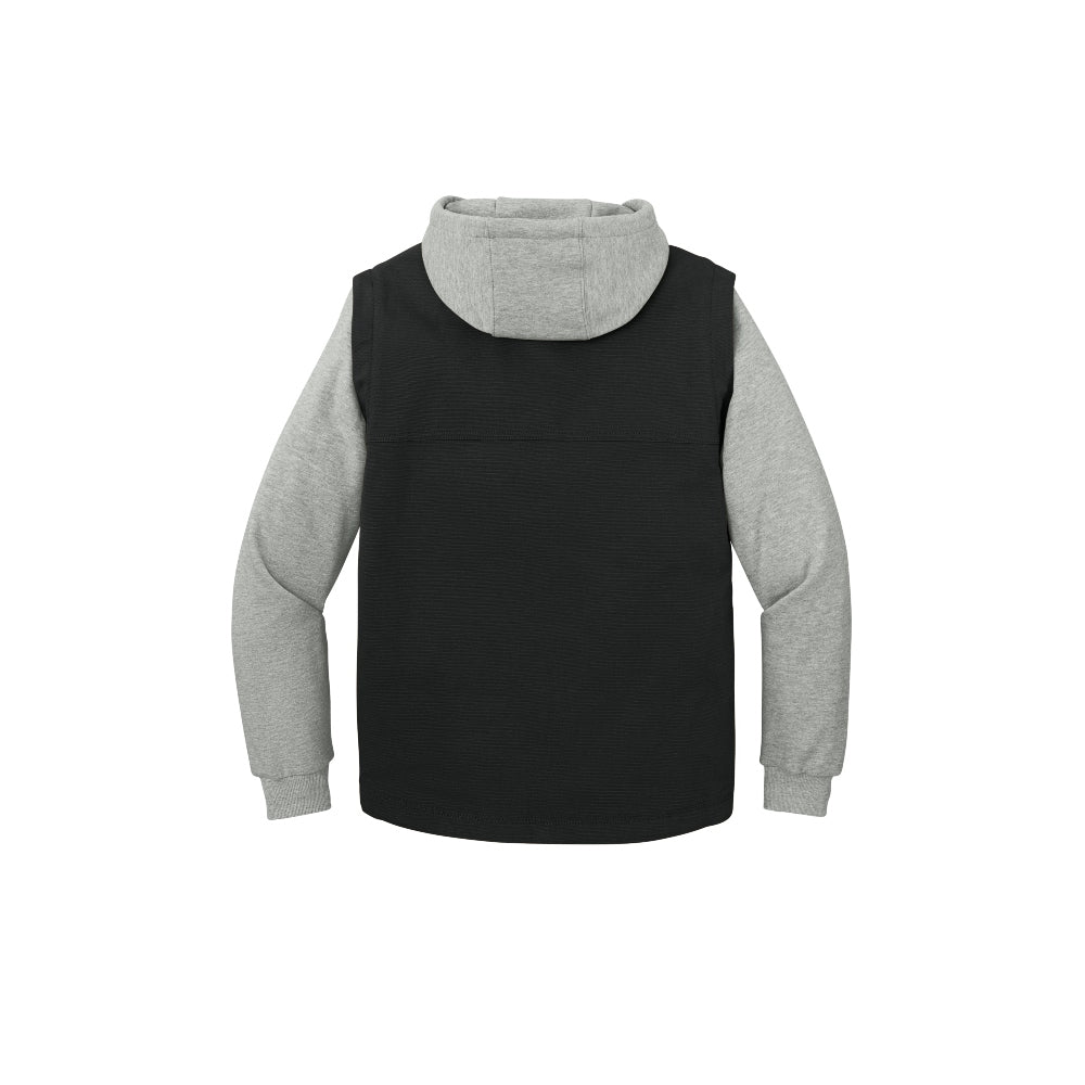 CornerStone® Duck Fleece Full-Zip Hooded Jacket - Black/Heather Grey