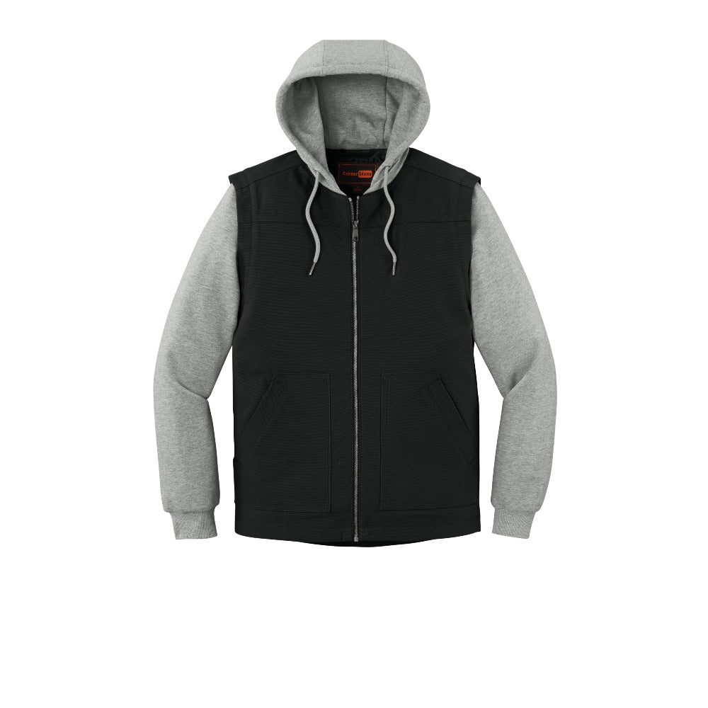 CornerStone® Duck Fleece Full-Zip Hooded Jacket - Black/Heather Grey