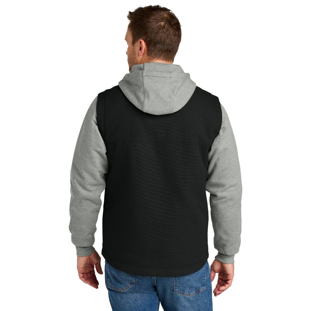 CornerStone® Duck Fleece Full-Zip Hooded Jacket - Black/Heather Grey