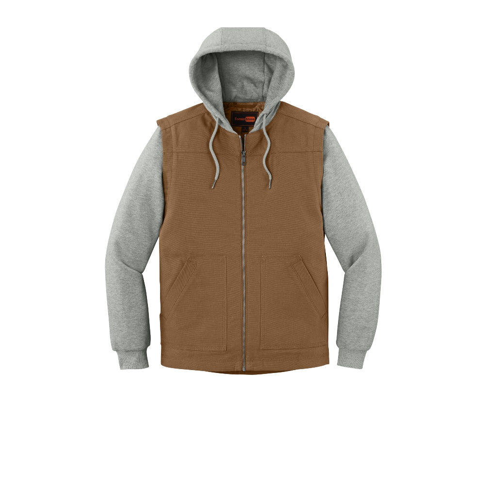CornerStone® Duck Fleece Full-Zip Hooded Jacket - Duck Brown/Heather Grey