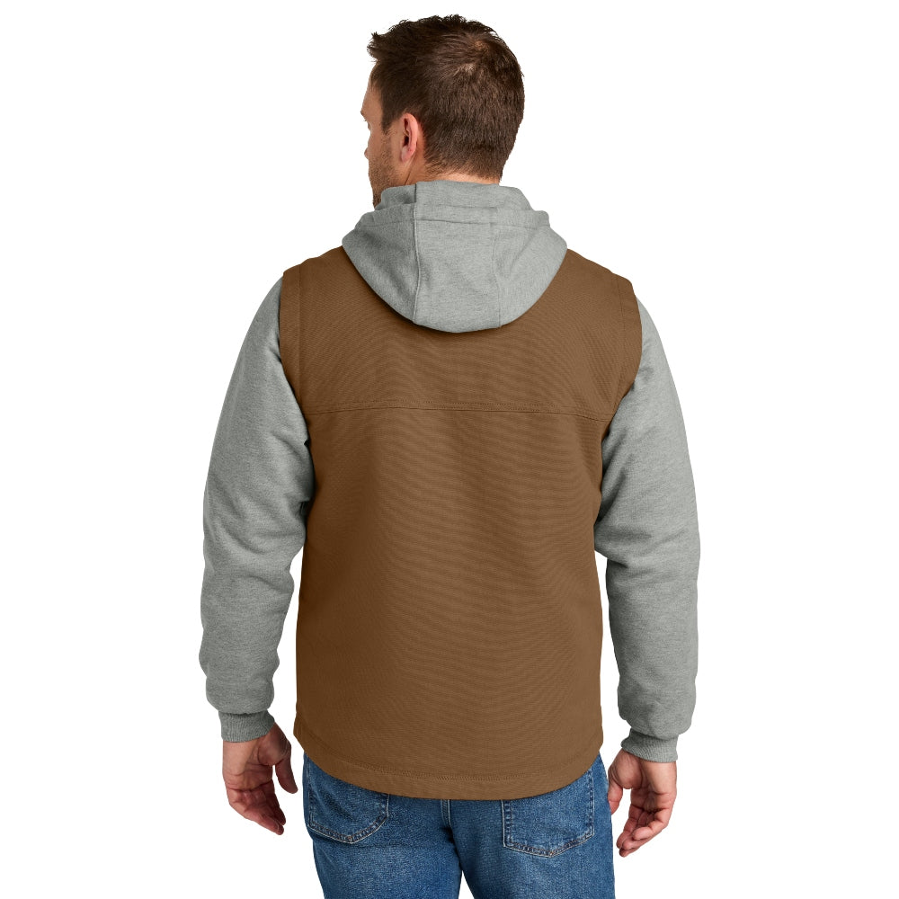 CornerStone® Duck Fleece Full-Zip Hooded Jacket - Duck Brown/Heather Grey