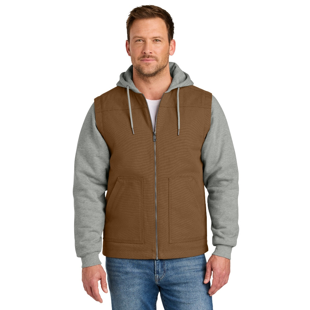 CornerStone® Duck Fleece Full-Zip Hooded Jacket - Duck Brown/Heather Grey