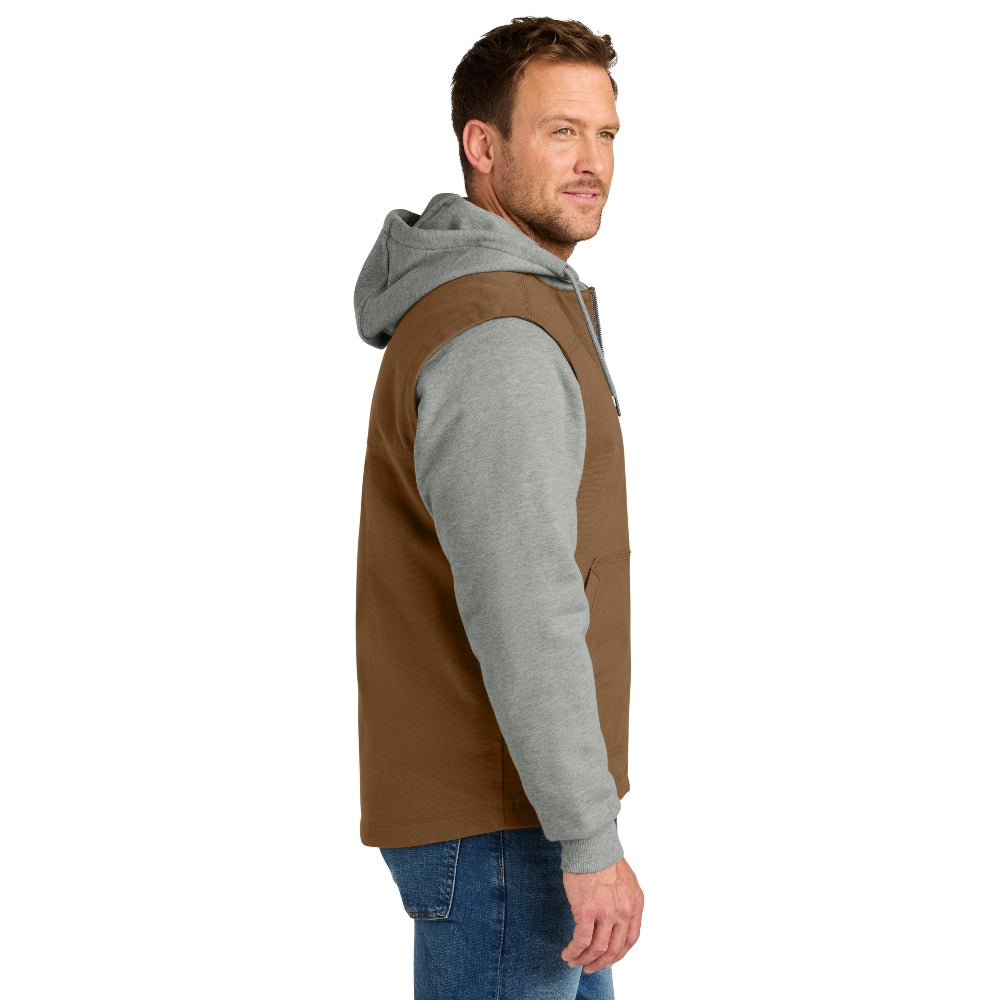 CornerStone® Duck Fleece Full-Zip Hooded Jacket - Duck Brown/Heather Grey