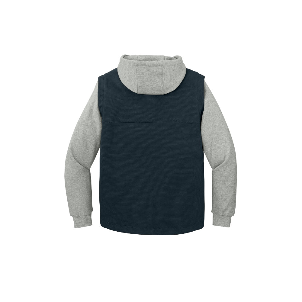 CornerStone® Duck Fleece Full-Zip Hooded Jacket - Navy/Heather Grey