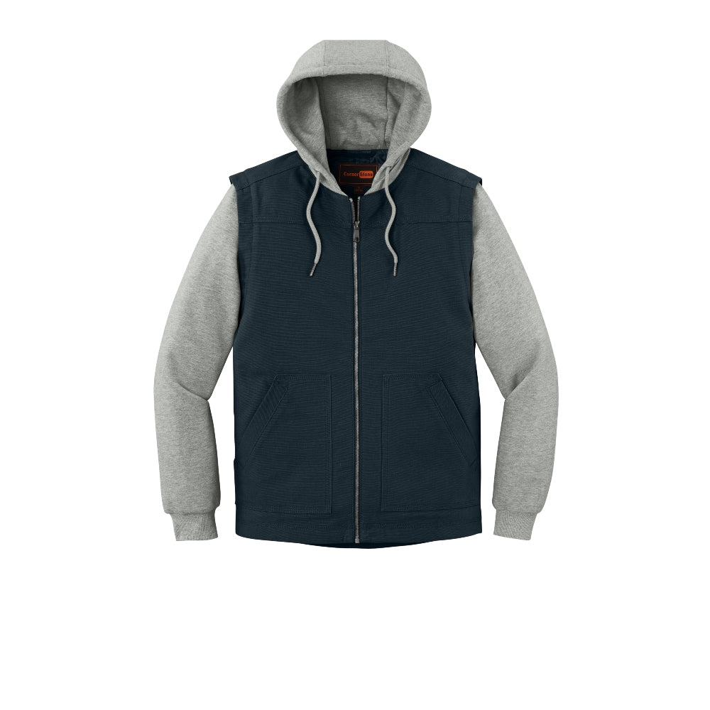 CornerStone® Duck Fleece Full-Zip Hooded Jacket - Navy/Heather Grey