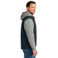 CornerStone® Duck Fleece Full-Zip Hooded Jacket - Navy/Heather Grey