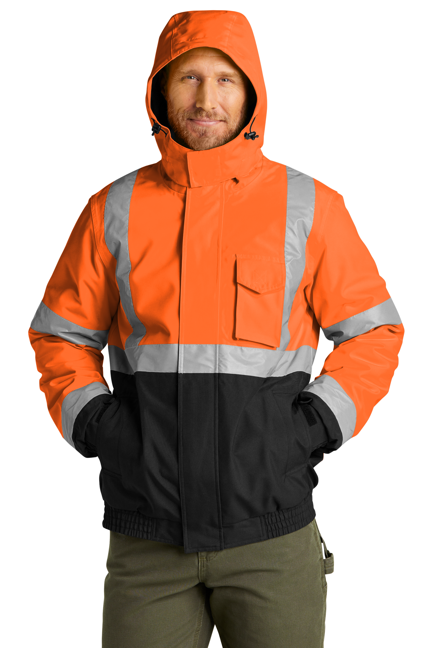 CornerStone® ANSI 107 Class 3 Economy Waterproof Insulated Bomber Jacket - Safety Orange