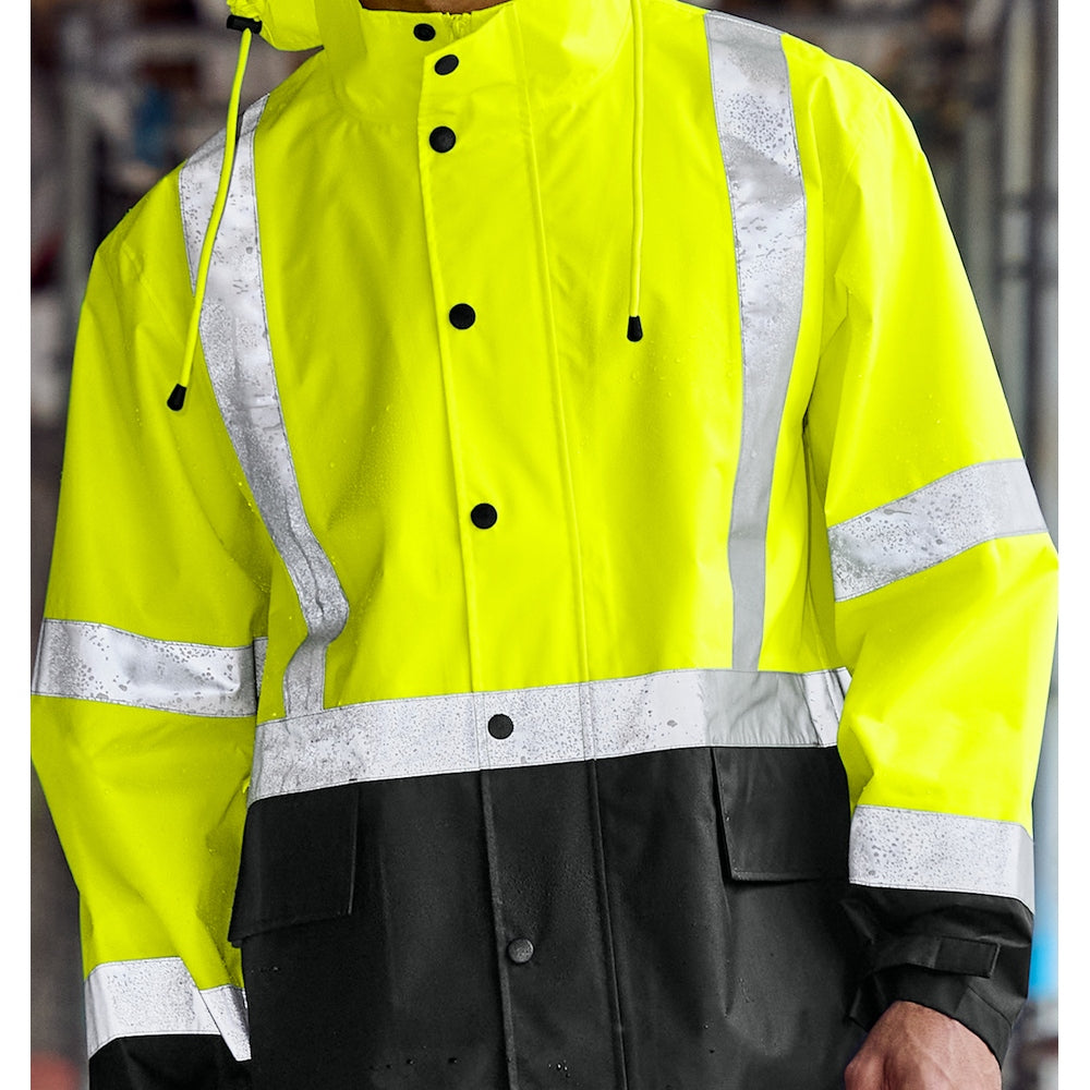 CornerStone® ANSI 107 Class 3 Rain Jacket - Safety Yellow / Black