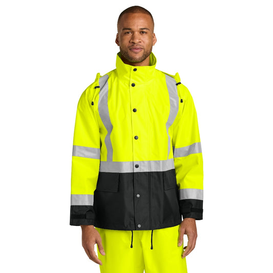 CornerStone® ANSI 107 Class 3 Rain Jacket - Safety Yellow / Black