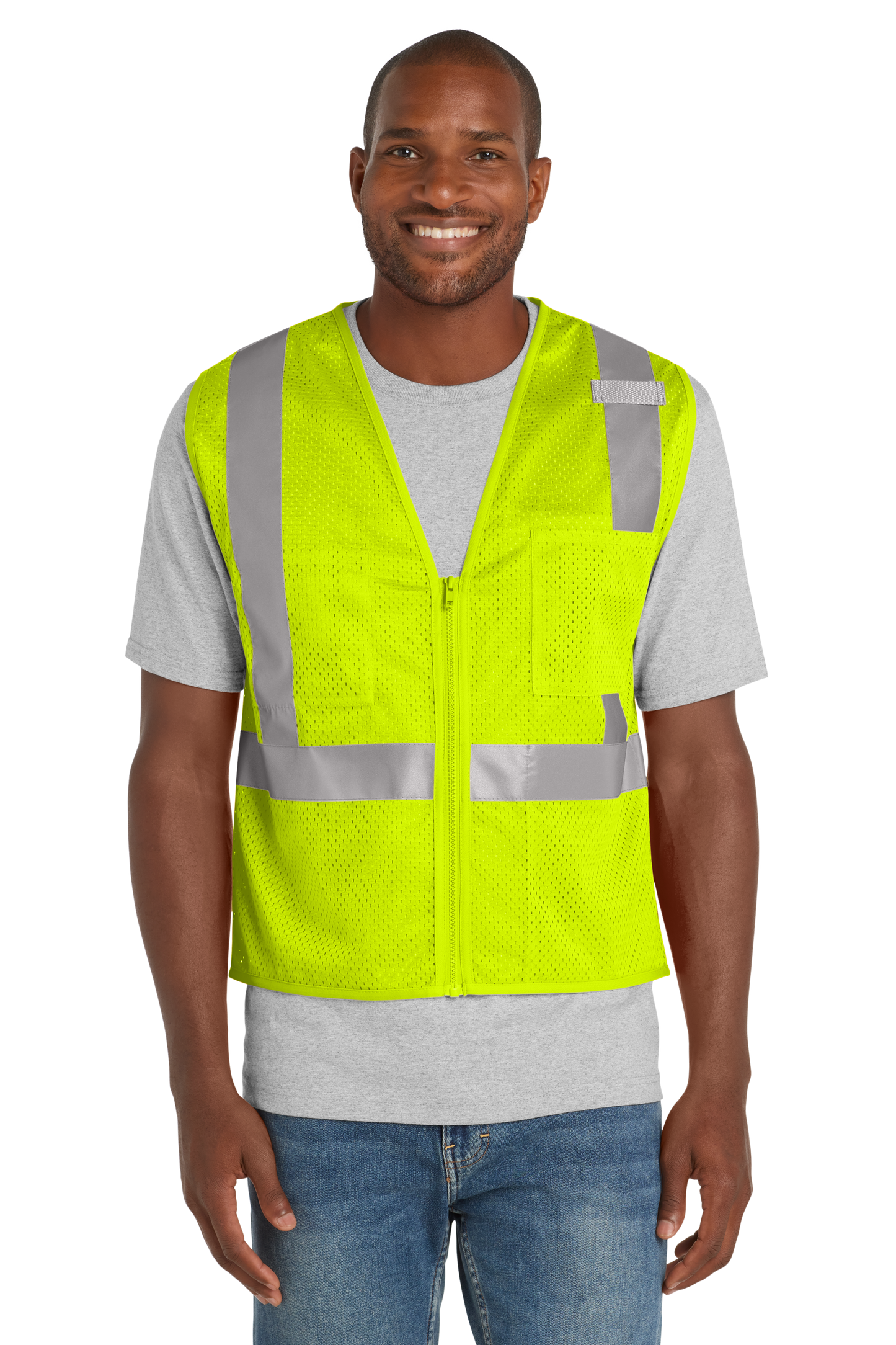 CornerStone® ANSI 107 Class 2 Mesh Zippered Vest - Safety Yellow