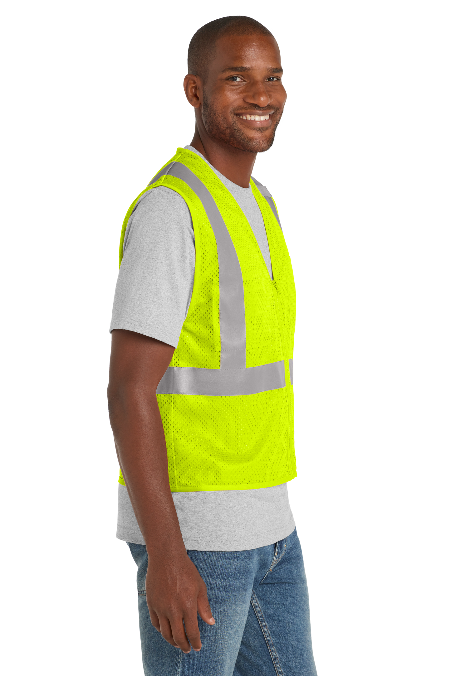 CornerStone® ANSI 107 Class 2 Mesh Zippered Vest - Safety Yellow