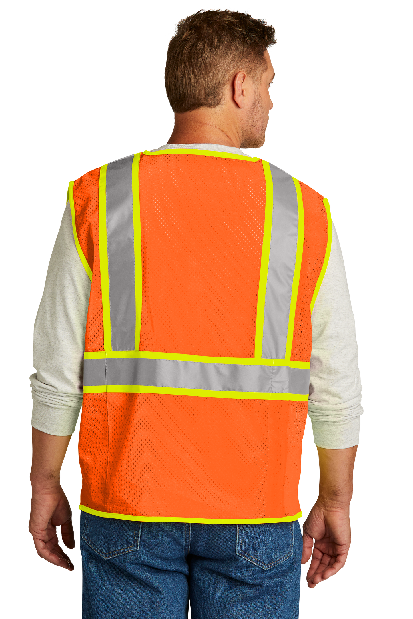CornerStone® ANSI 107 Class 2 Surveyor Zippered Two-Tone Vest - Safety Orange