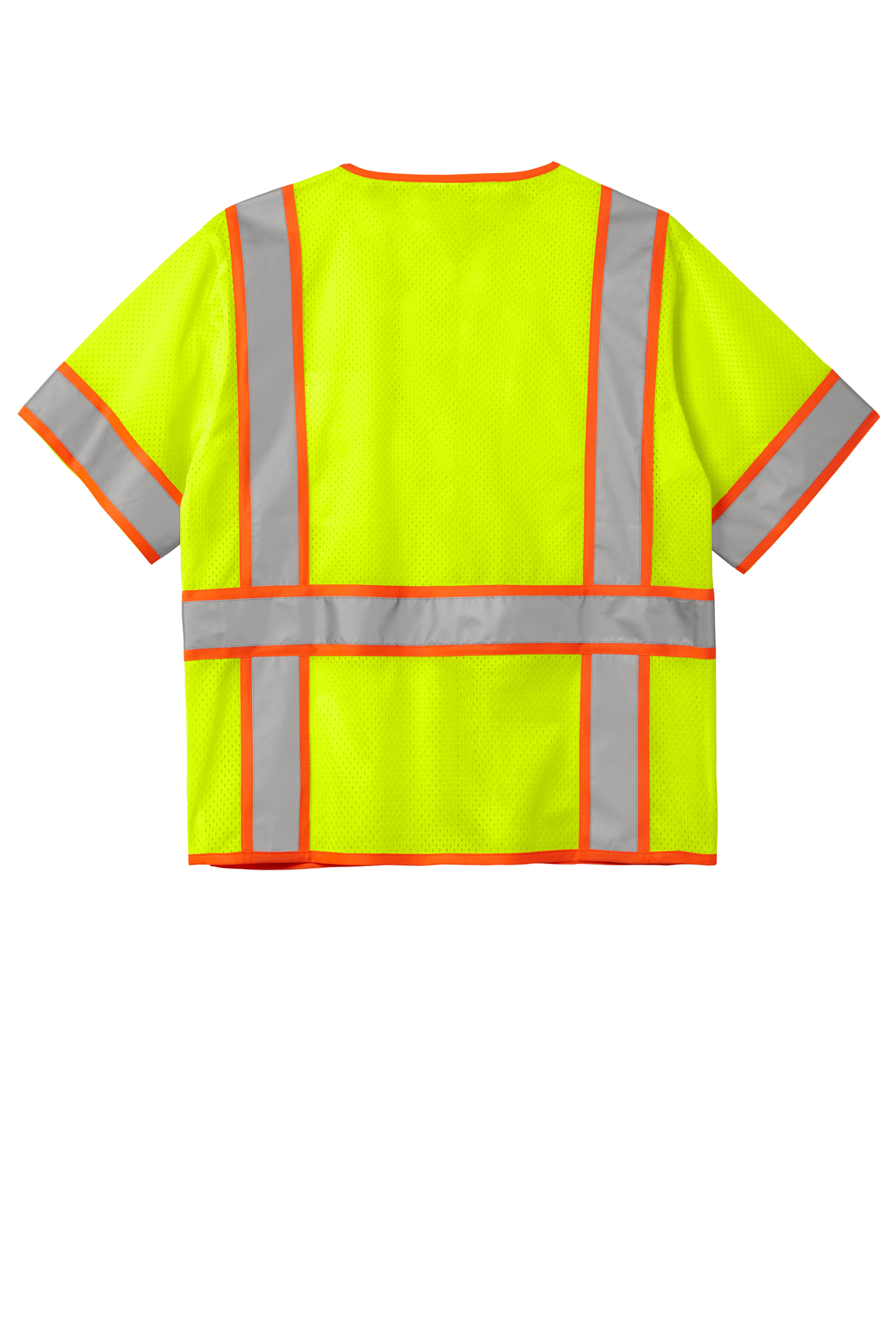 CornerStone® ANSI 107 Class 3 Surveyor Mesh Zippered Two-Tone Short Sleeve Vest - Safety Yellow