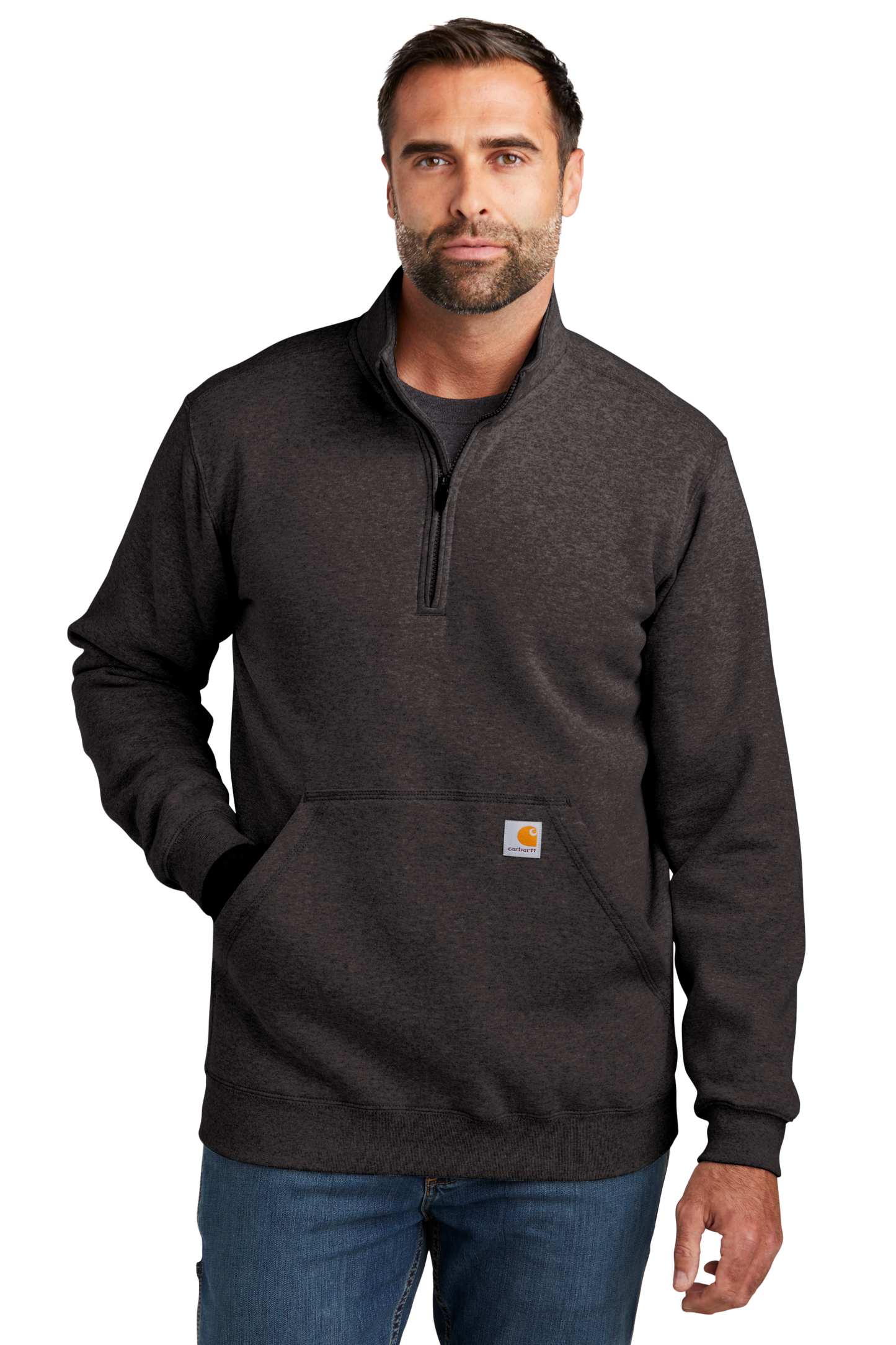 Carhartt® Midweight 1/4-Zip Mock Neck Sweatshirt - Carbon Heather