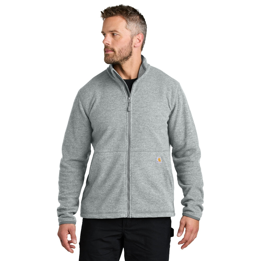Carhartt® Textured Full-Zip Fleece Jacket - Heather Grey