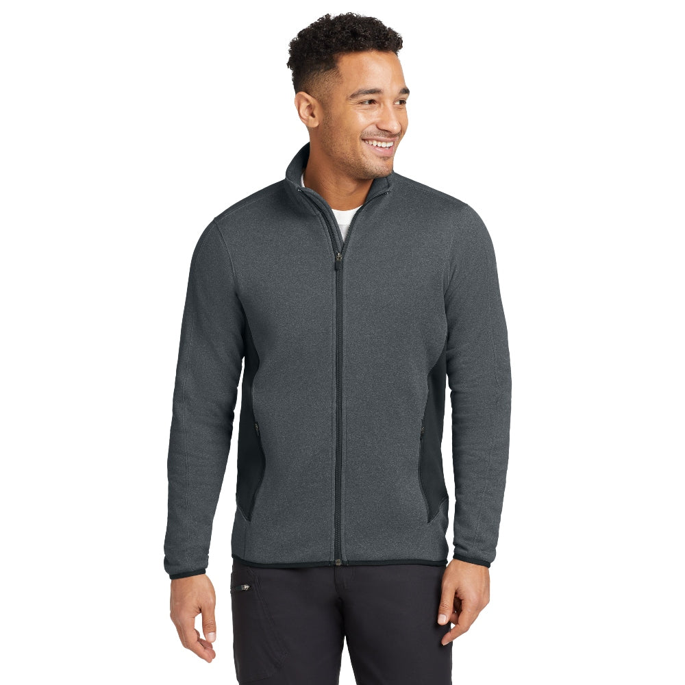 Eddie Bauer® Full-Zip Heather Stretch Fleece Jacket - Dark Charcoal Heather