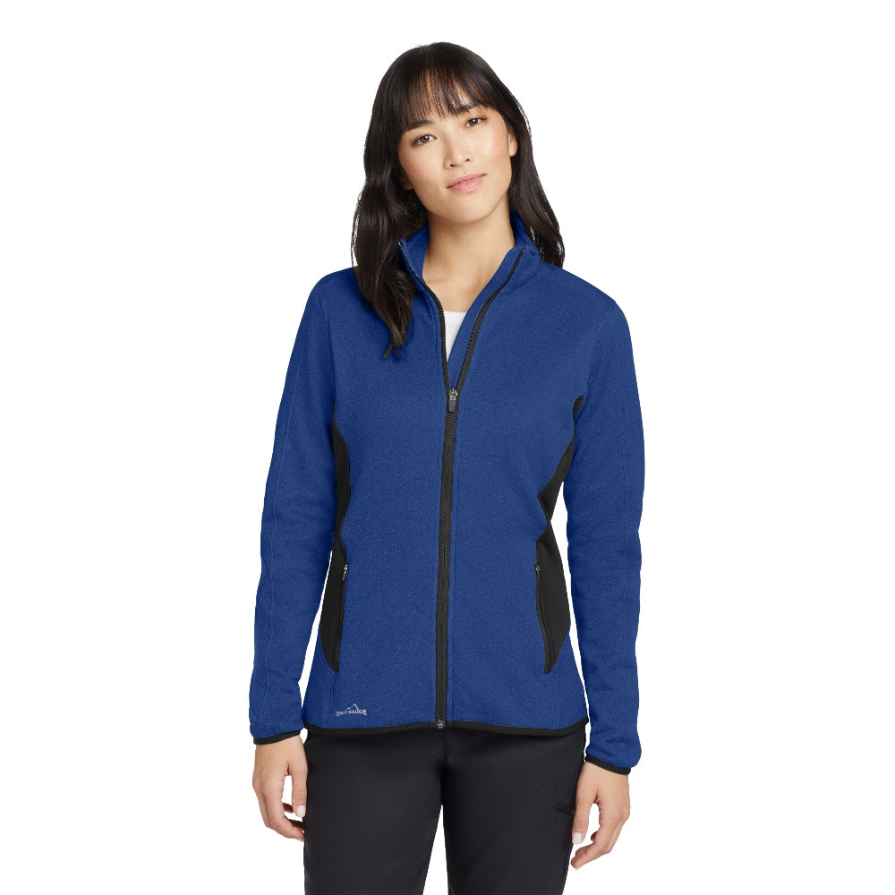 Eddie Bauer® Women's Full-Zip Heather Stretch Fleece Jacket - Blue Heather
