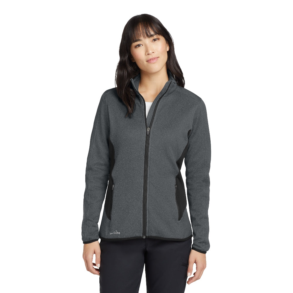 Eddie Bauer® Women's Full-Zip Heather Stretch Fleece Jacket - Dark Charcoal Heather