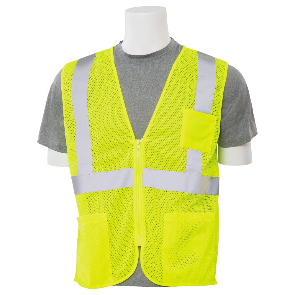 ERB by Delta Plus S363P Type R Class 2 Mesh Economy Safety Vest with Pockets & Zipper - Yellow