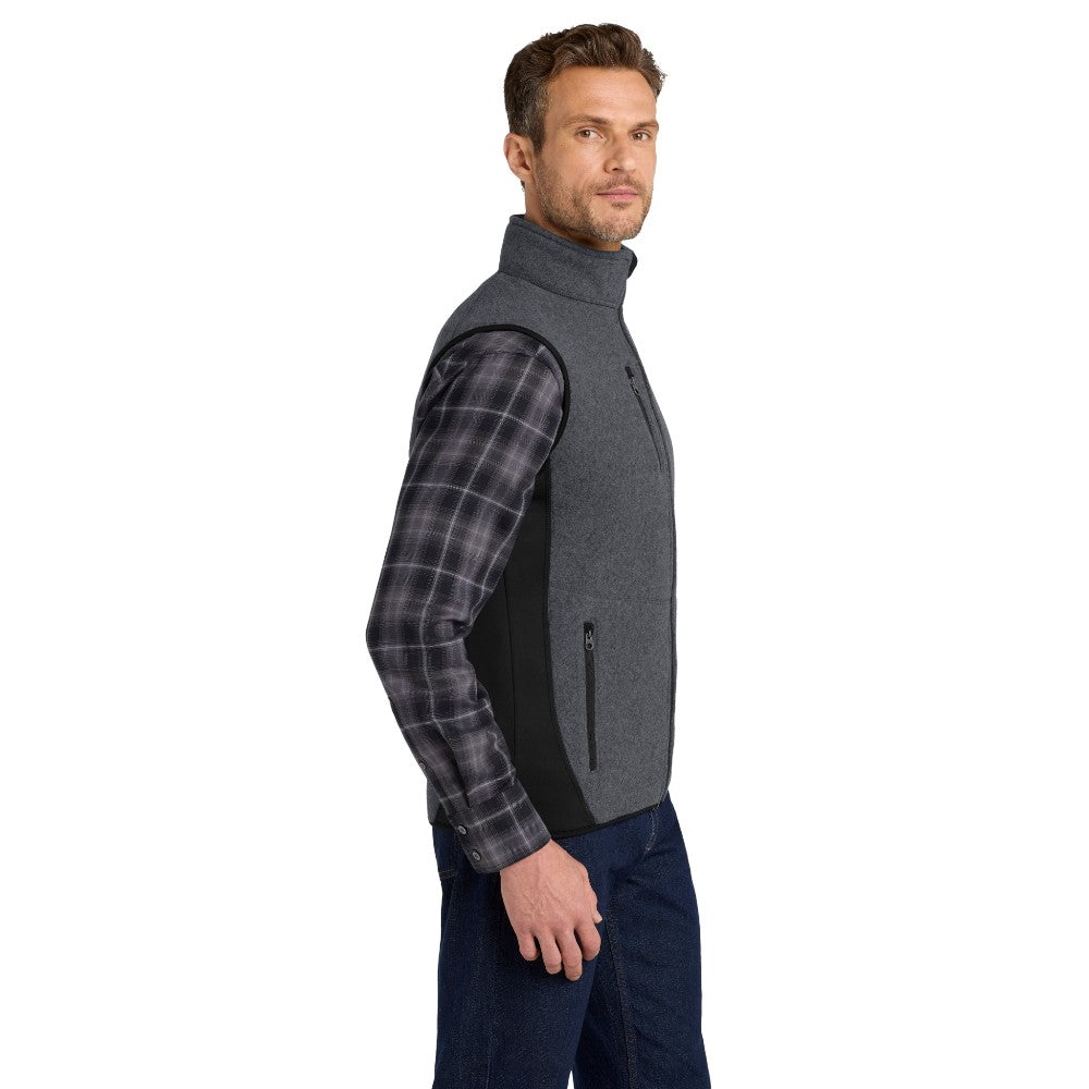 Port Authority® R-Tek® Pro Fleece Full-Zip Vest - Charcoal Heather / Black