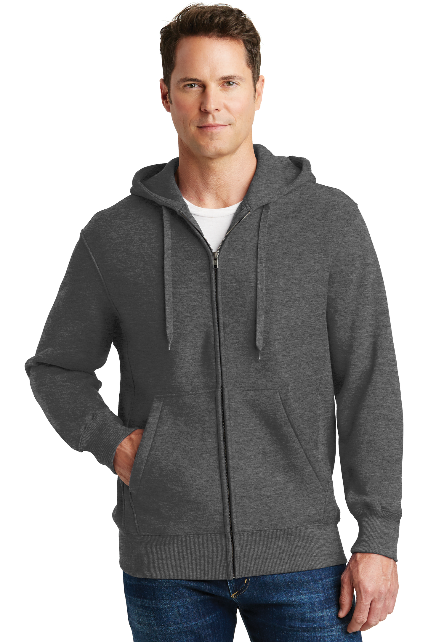 Sport-Tek® Super Heavyweight Full-Zip Hooded Sweatshirt - Graphite Heather