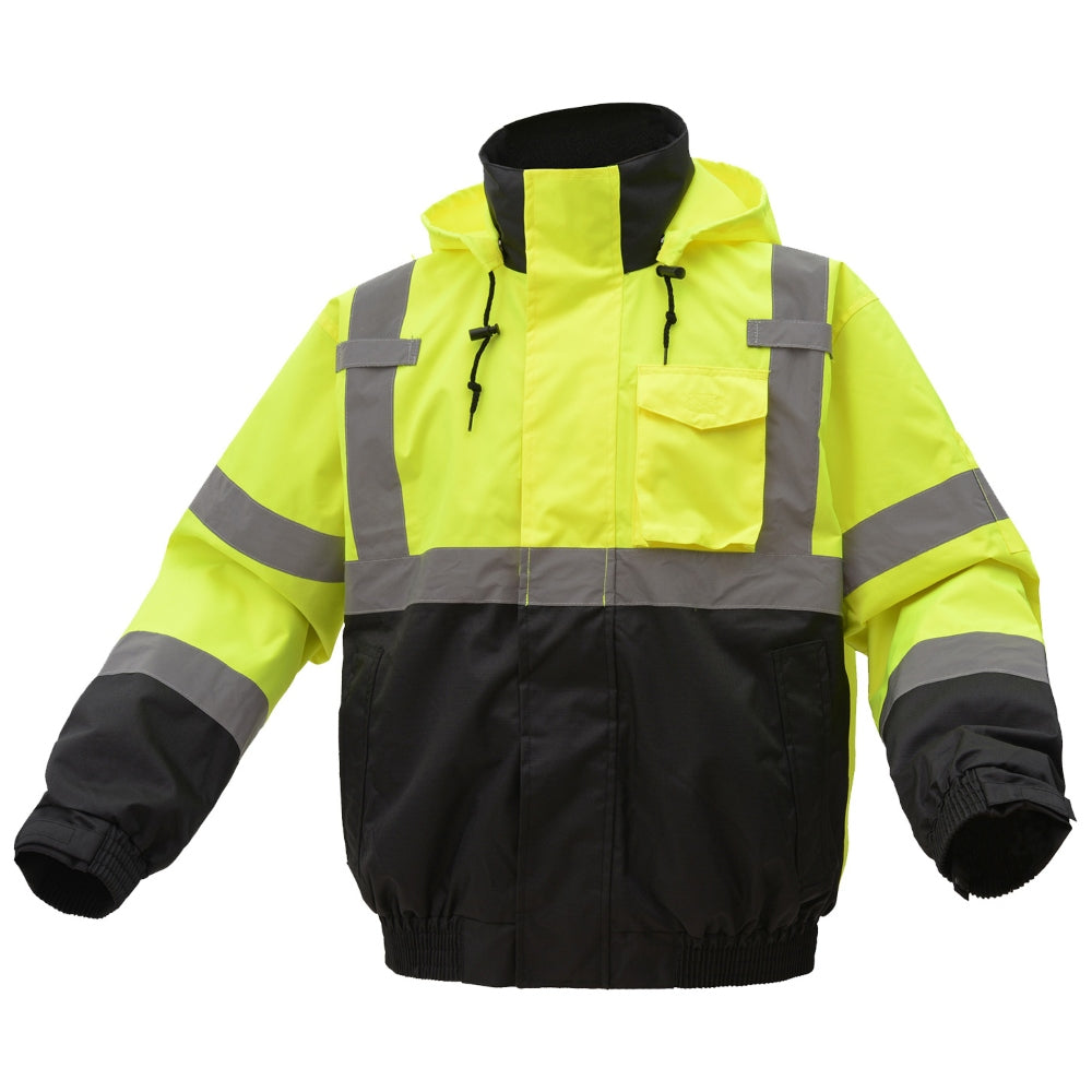 GSS Safety 8003 Type R Class 3 3-in-1 Black Bottom Bomber Jacket - Yellow/Lime