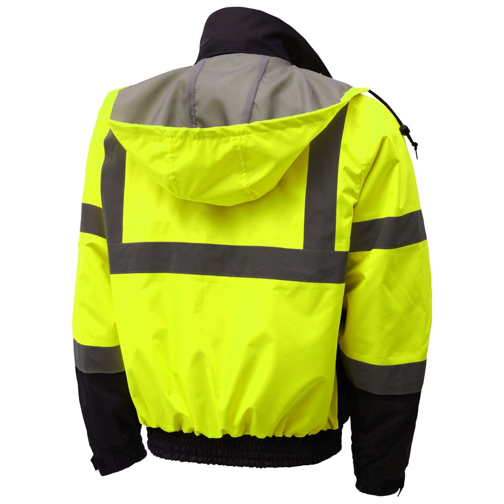 GSS Safety 8003 Type R Class 3 3-in-1 Black Bottom Bomber Jacket - Yellow/Lime