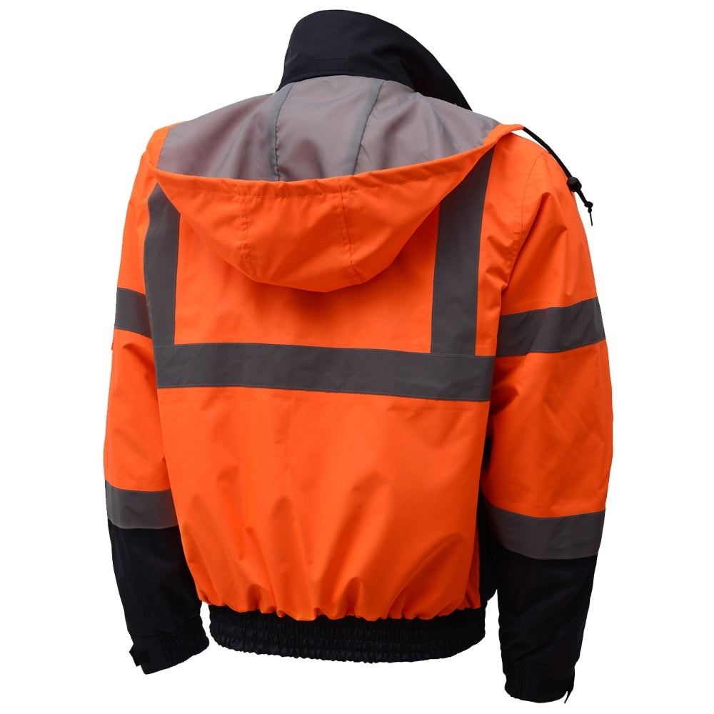 GSS Safety 8003 Type R Class 3 3-in-1 Black Bottom Bomber Jacket - Orange