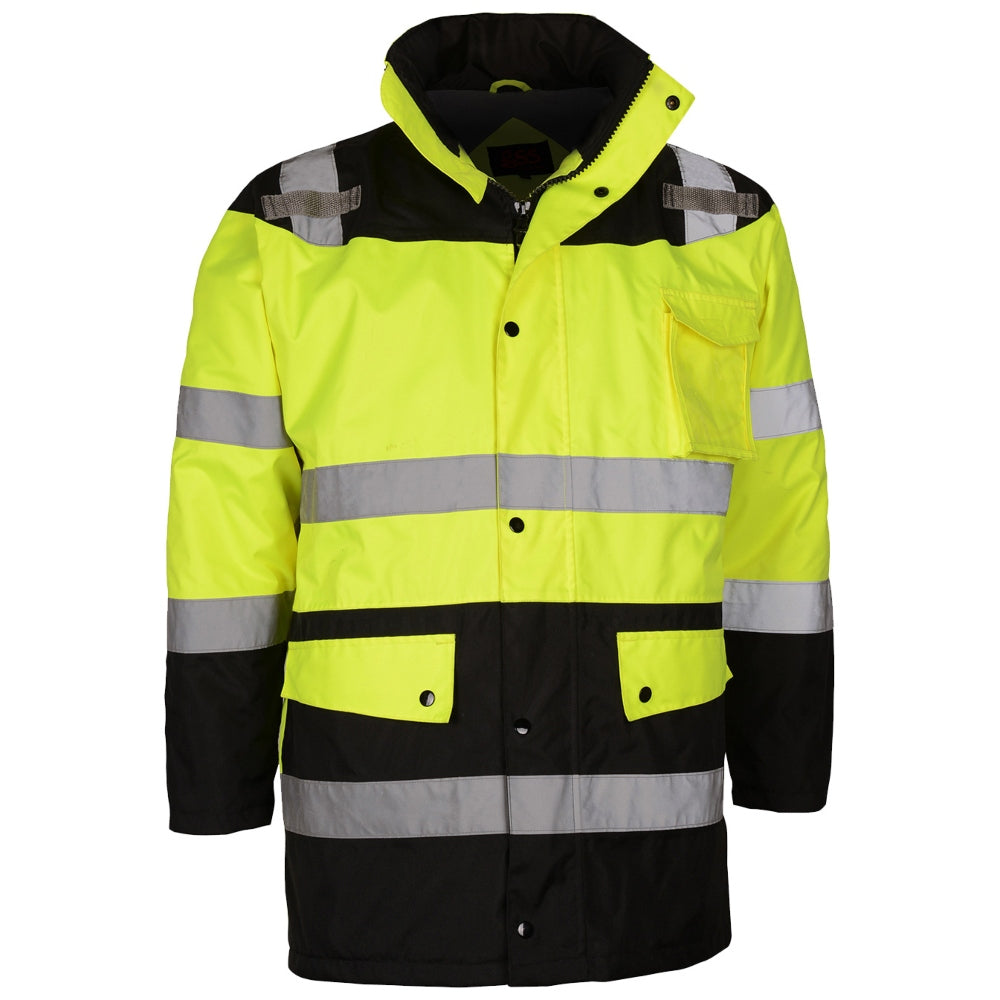 GSS Safety 8501 Type R Class 3 Waterproof Fleece-Lined Parka Jacket - Safety Yellow