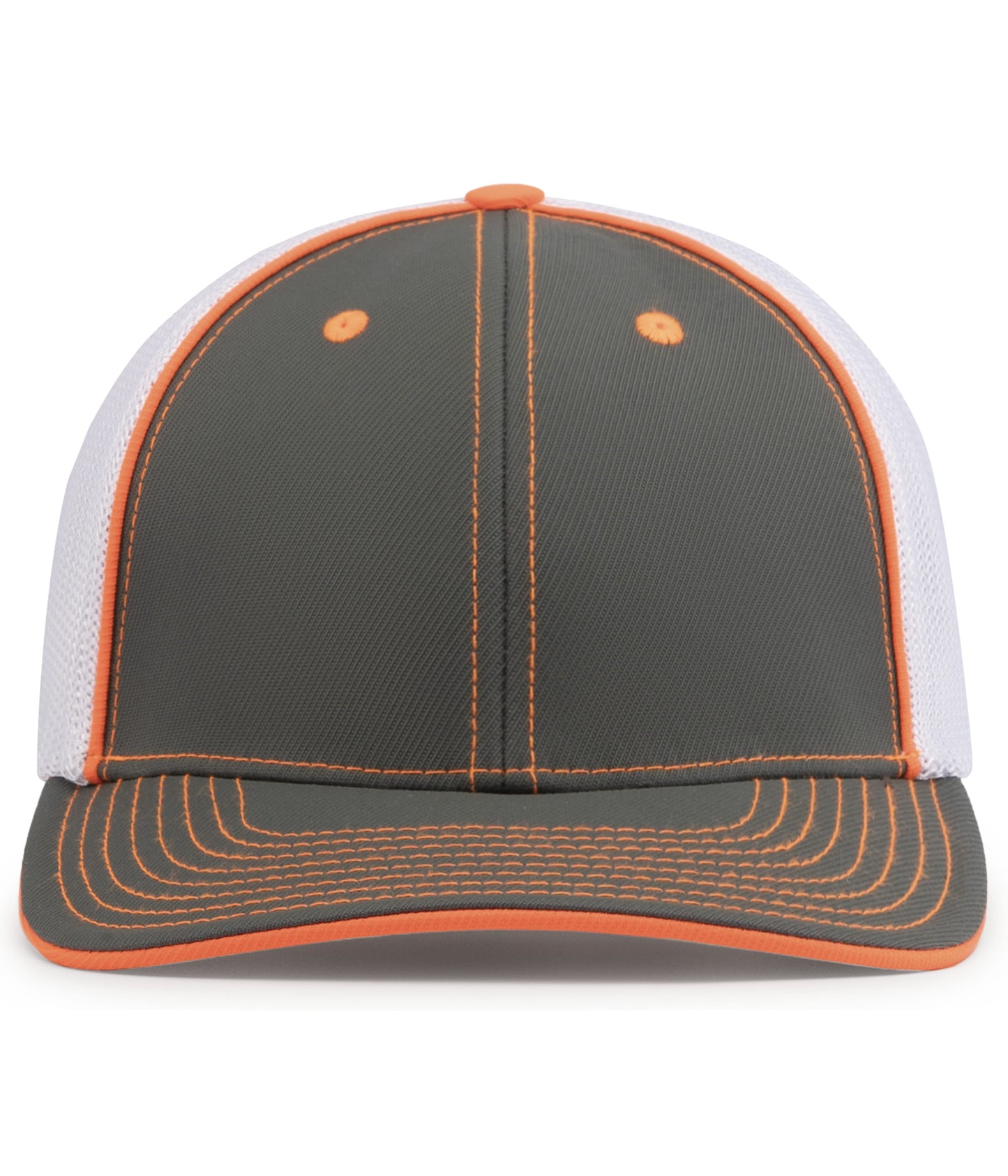 Pacific Headwear Trucker PacFlex Cap - Graphite/White/Neon Orange
