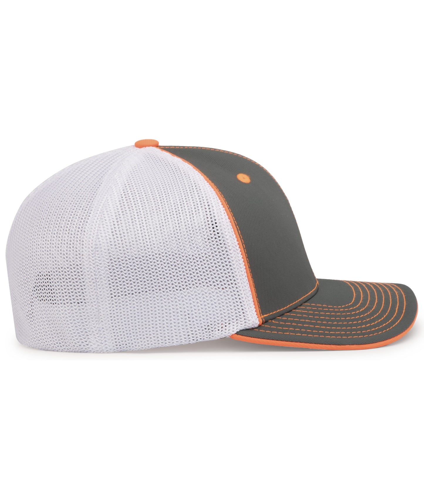 Pacific Headwear Trucker PacFlex Cap - Graphite/White/Neon Orange