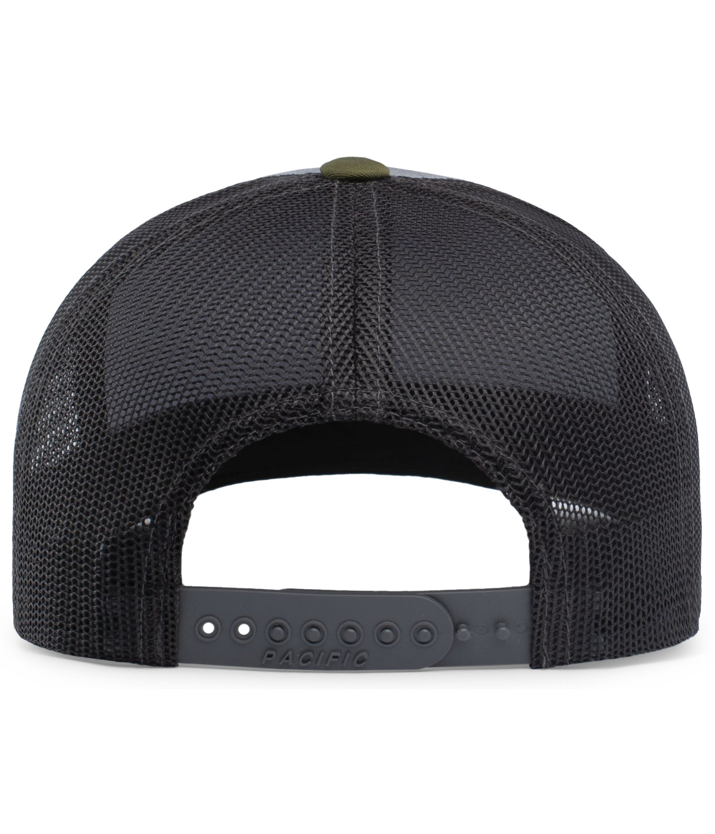 Pacific Headwear Trucker Snapback Cap - Heather Grey/Lt Charcoal/Moss Green