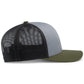 Pacific Headwear Trucker Snapback Cap - Heather Grey/Lt Charcoal/Moss Green