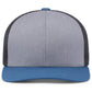 Pacific Headwear Trucker Snapback Cap - Heather Grey/Lt Charcoal/Ocean Blue
