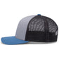 Pacific Headwear Trucker Snapback Cap - Heather Grey/Lt Charcoal/Ocean Blue