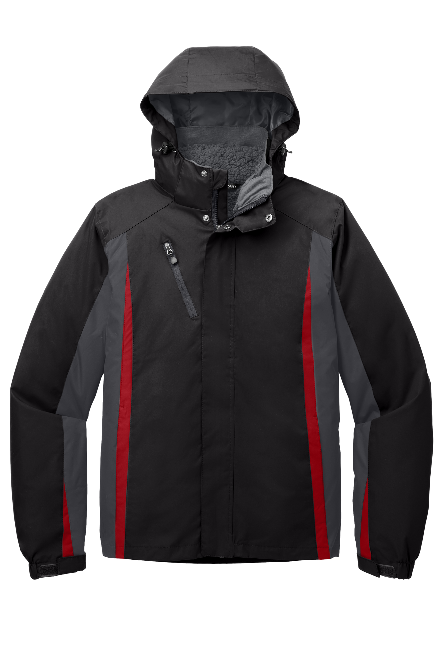 Port Authority® Colorblock 3-in-1 Jacket - Black/ Magnet/ Signal Red