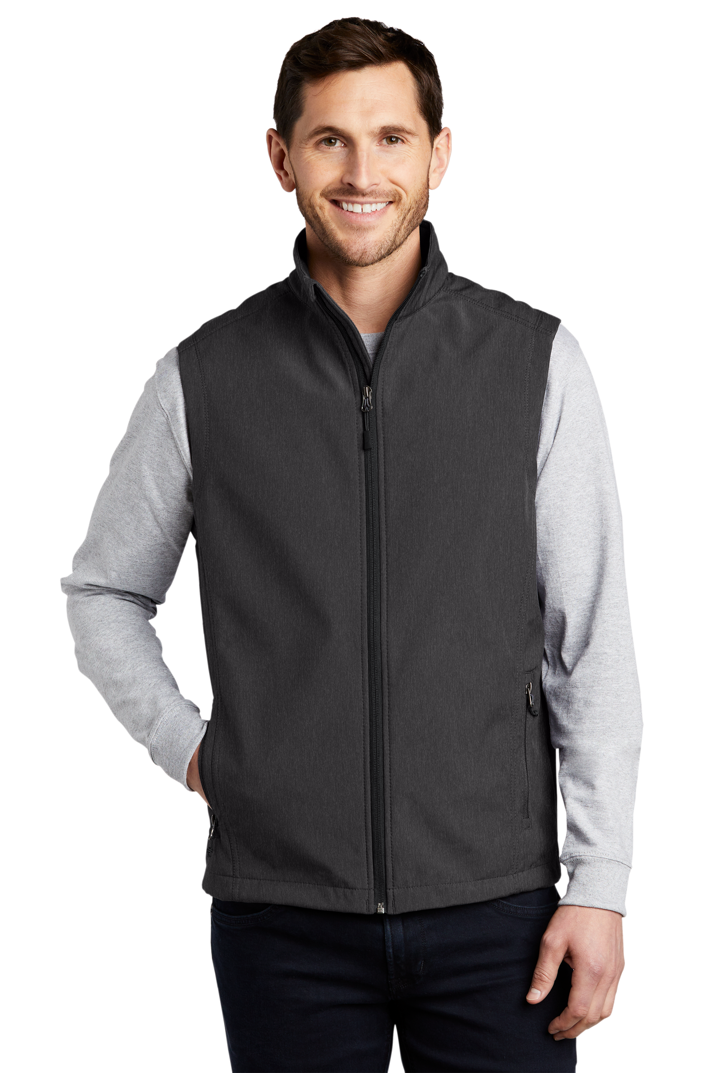 Port Authority® Core Soft Shell Vest - Black Charcoal Heather