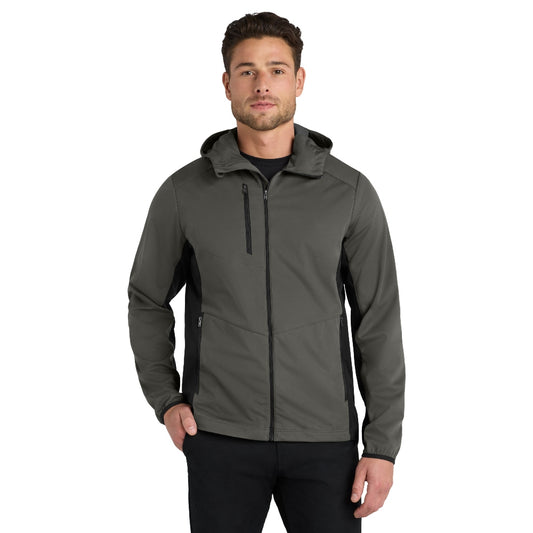 Port Authority® Active Hooded Soft Shell Jacket - Grey Steel/Deep Black