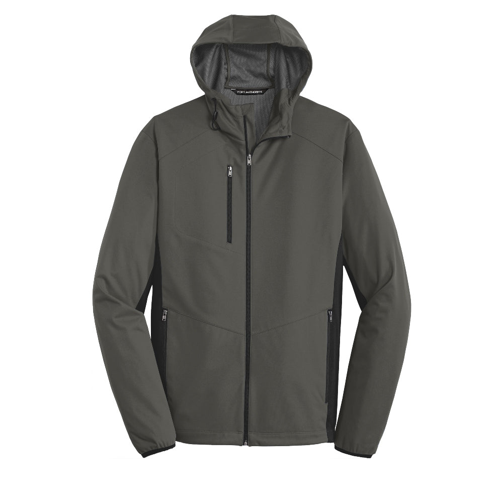Port Authority® Active Hooded Soft Shell Jacket - Grey Steel/Deep Black